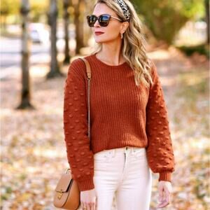 Madewell Bobble Pullover Sweater Rust Burnished Mahogany AC798 Size S